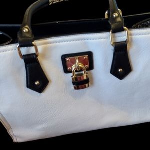 Target brand handbag Black/white and snake skin sides gold hardware